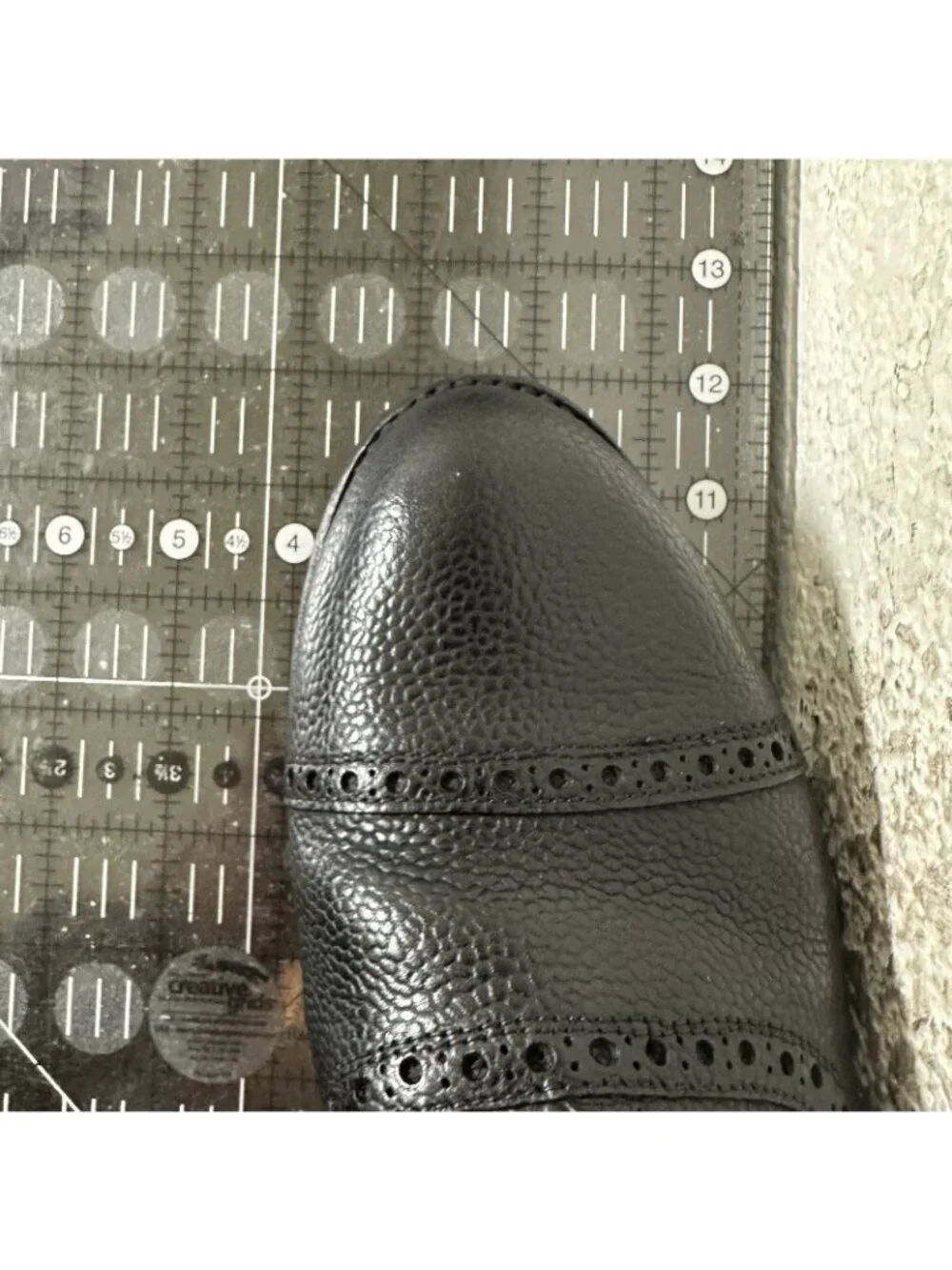 Lendvay Schwarcz Men Size EU 43 US 10 Black Peebled Leather Wingtip Oxford Shoe